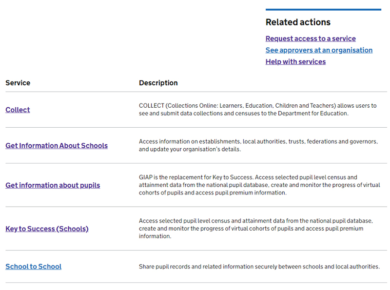 DfE - Get information about pupils